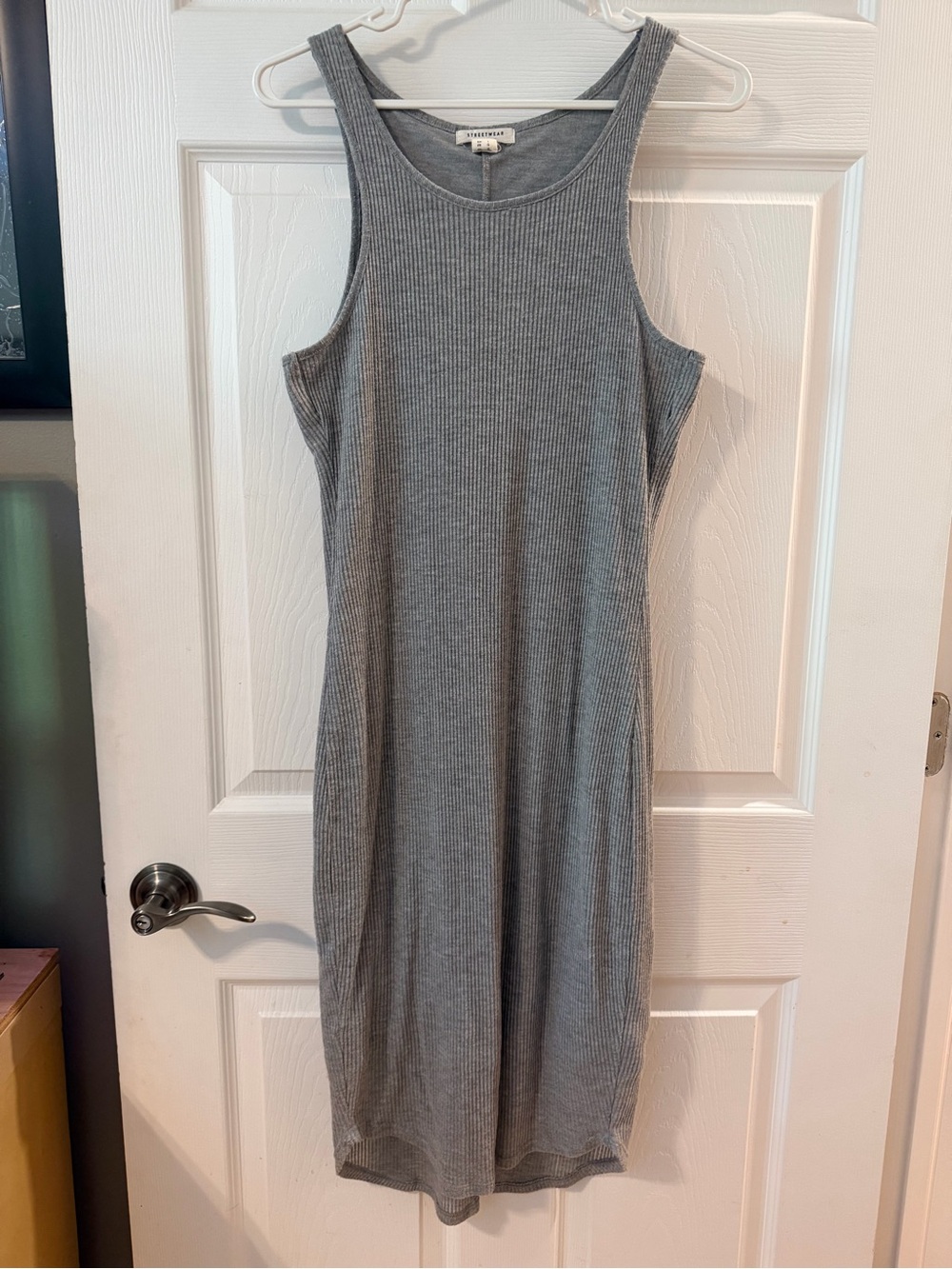 Streetwear Society Ribbed Tank Midi Dress in Gray